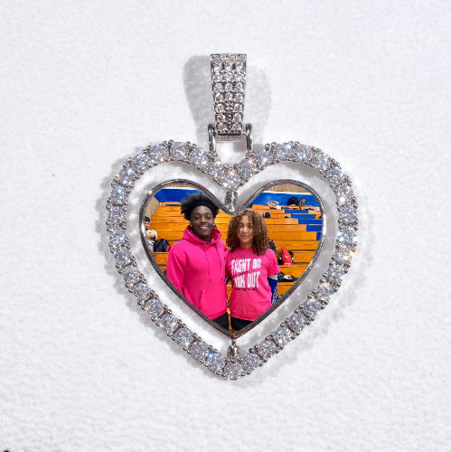 3D Spinning 2-Faced Heart Custom Picture Pendant
