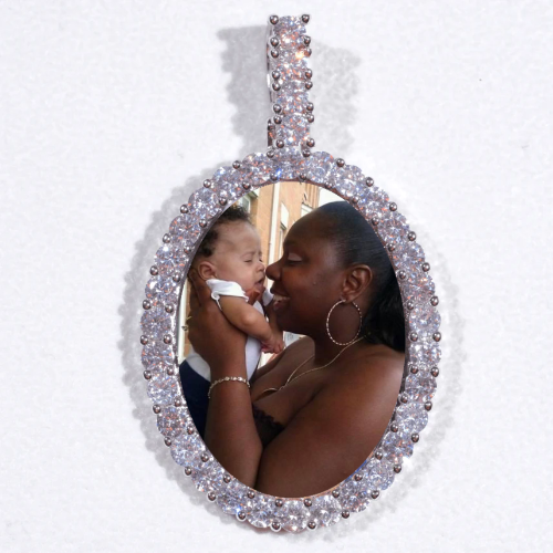 Large 3D Oval Custom Picture Pendant