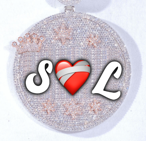 CUSTOM LETTER NECKLACE 3D BIG CROWN DISC