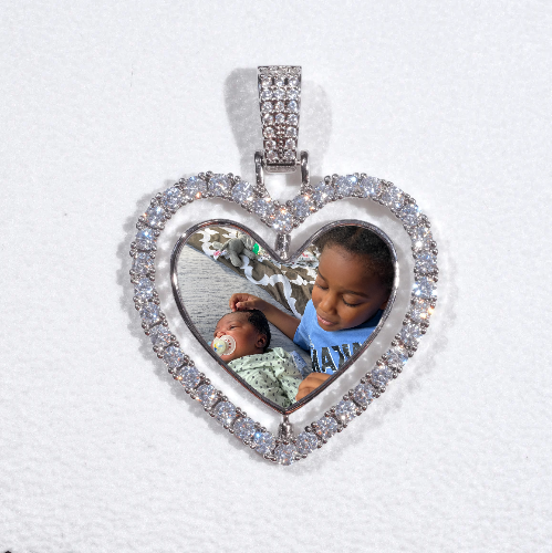 3D Spinning 2-Faced Heart Custom Picture Pendant