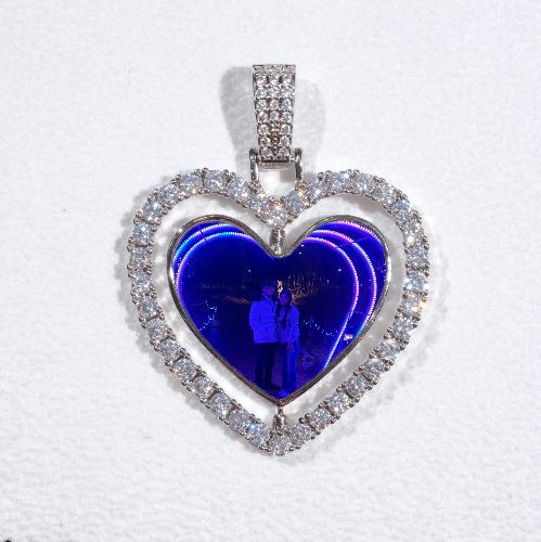 3D Spinning 2-Faced Heart Custom Picture Pendant