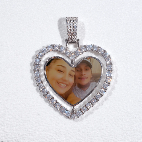 3D Spinning 2-Faced Heart Custom Picture Pendant
