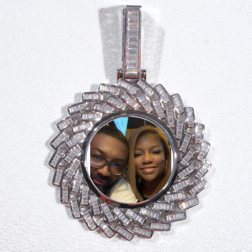 Large 3D Baguette Custom Picture Pendant