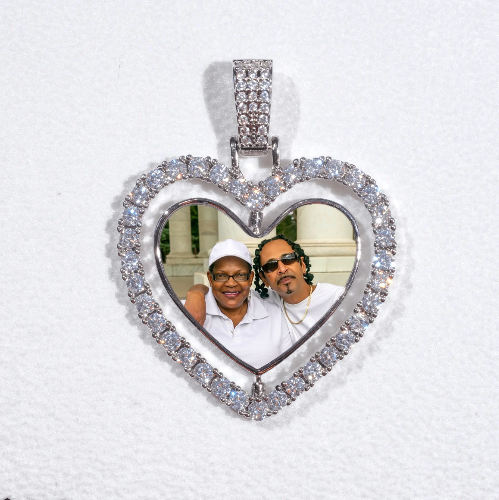 3D Spinning 2-Faced Heart Custom Picture Pendant