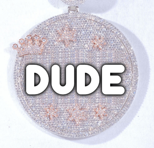 CUSTOM LETTER NECKLACE 3D BIG CROWN DISC