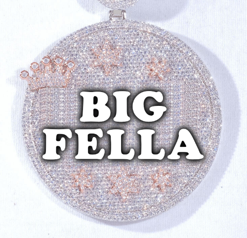 CUSTOM LETTER NECKLACE 3D BIG CROWN DISC