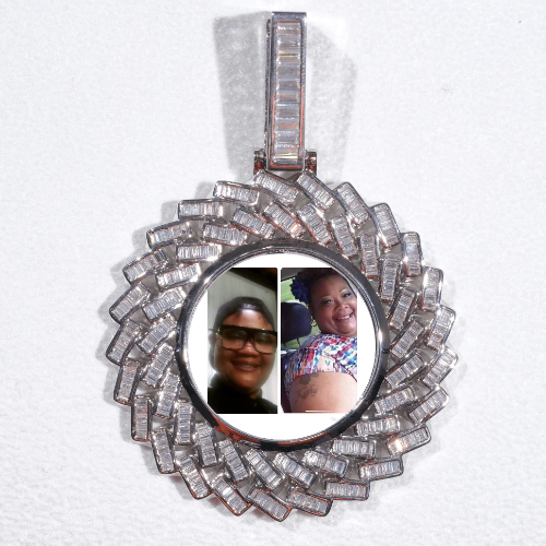 Large 3D Baguette Custom Picture Pendant