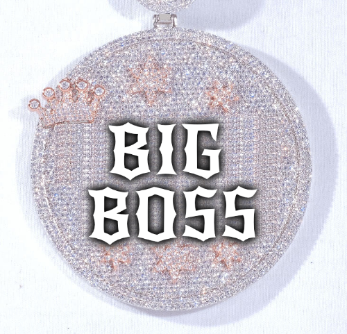 CUSTOM LETTER NECKLACE 3D BIG CROWN DISC