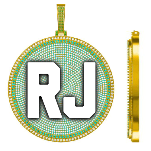 CUSTOM LETTER NECKLACE 3D BIG DISC