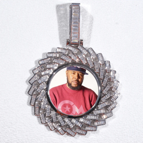 Large 3D Baguette Custom Picture Pendant