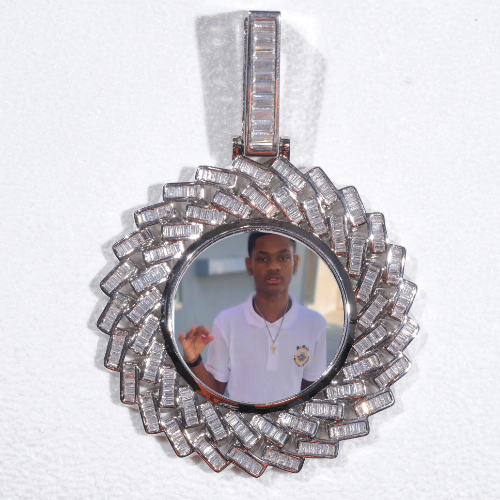 Large 3D Baguette Custom Picture Pendant