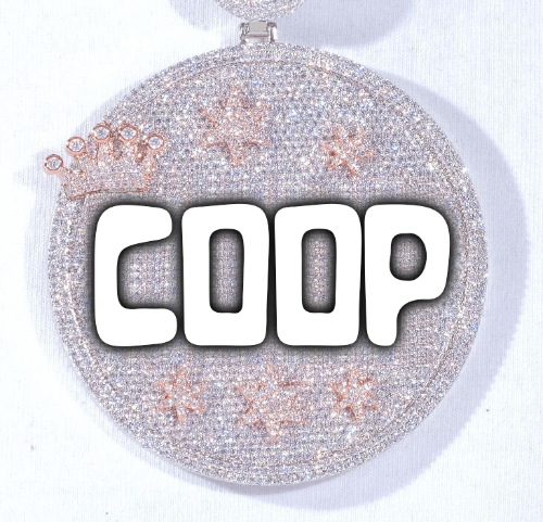 CUSTOM LETTER NECKLACE 3D BIG CROWN DISC