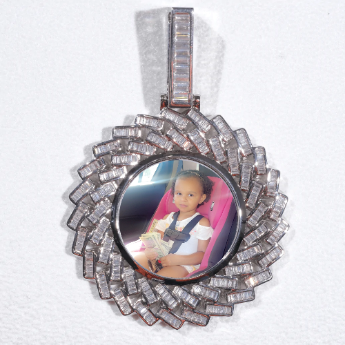 Large 3D Baguette Custom Picture Pendant