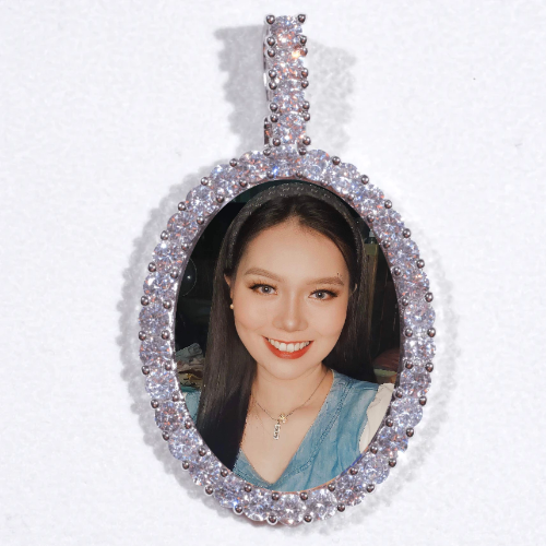 Large 3D Oval Custom Picture Pendant