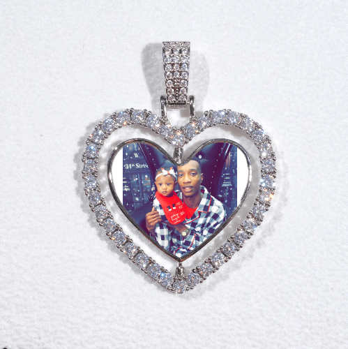 3D Spinning 2-Faced Heart Custom Picture Pendant