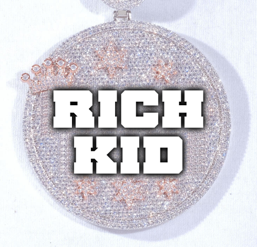 CUSTOM LETTER NECKLACE 3D BIG CROWN DISC