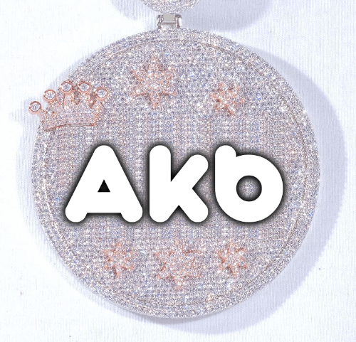 CUSTOM LETTER NECKLACE 3D BIG CROWN DISC