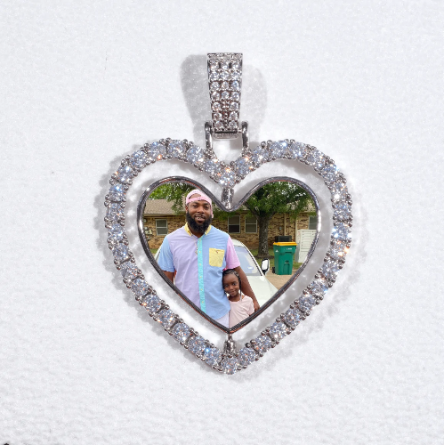 3D Spinning 2-Faced Heart Custom Picture Pendant