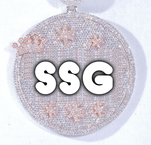 CUSTOM LETTER NECKLACE 3D BIG CROWN DISC