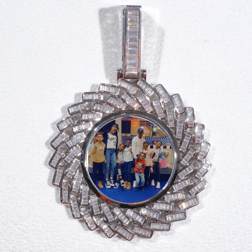 Large 3D Baguette Custom Picture Pendant