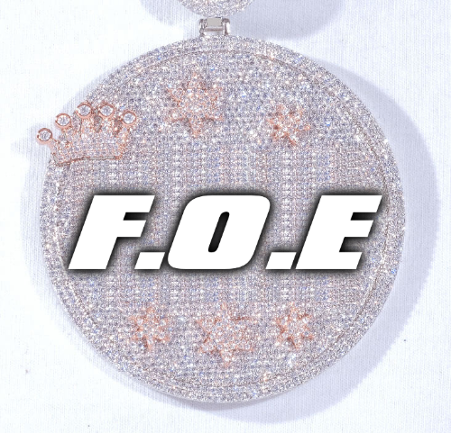 CUSTOM LETTER NECKLACE 3D BIG CROWN DISC
