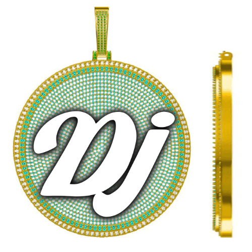 CUSTOM LETTER NECKLACE 3D BIG DISC