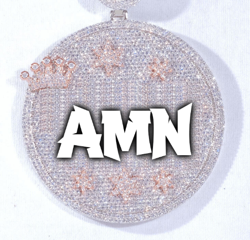 CUSTOM LETTER NECKLACE 3D BIG CROWN DISC