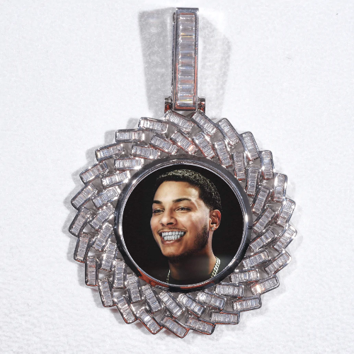 Large 3D Baguette Custom Picture Pendant