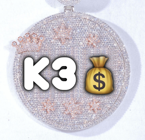 CUSTOM LETTER NECKLACE 3D BIG CROWN DISC