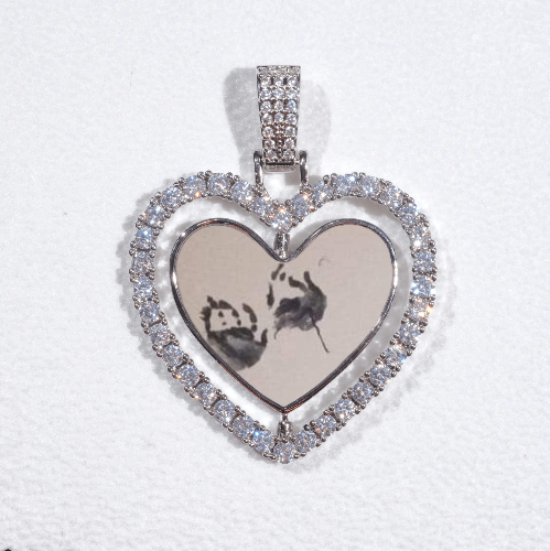 3D Spinning 2-Faced Heart Custom Picture Pendant