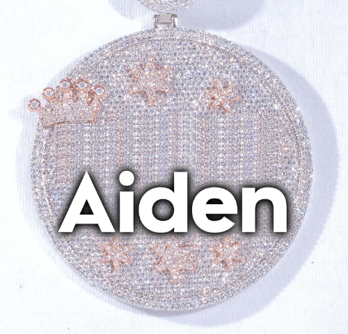 CUSTOM LETTER NECKLACE 3D BIG CROWN DISC