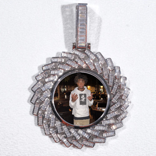 Large 3D Baguette Custom Picture Pendant