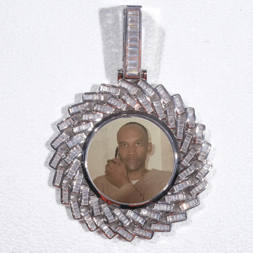 Large 3D Baguette Custom Picture Pendant