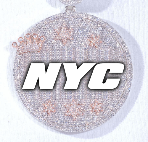 CUSTOM LETTER NECKLACE 3D BIG CROWN DISC