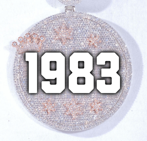 CUSTOM LETTER NECKLACE 3D BIG CROWN DISC