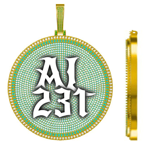 CUSTOM LETTER NECKLACE 3D BIG DISC