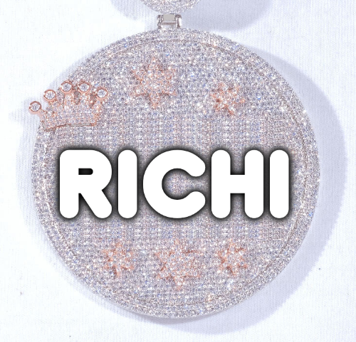 CUSTOM LETTER NECKLACE 3D BIG CROWN DISC