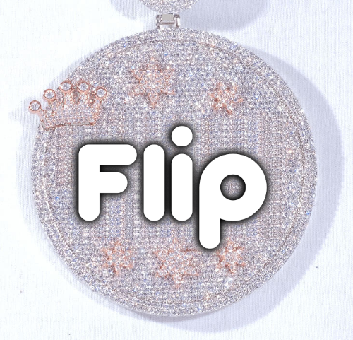 CUSTOM LETTER NECKLACE 3D BIG CROWN DISC