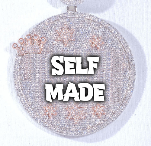 CUSTOM LETTER NECKLACE 3D BIG CROWN DISC