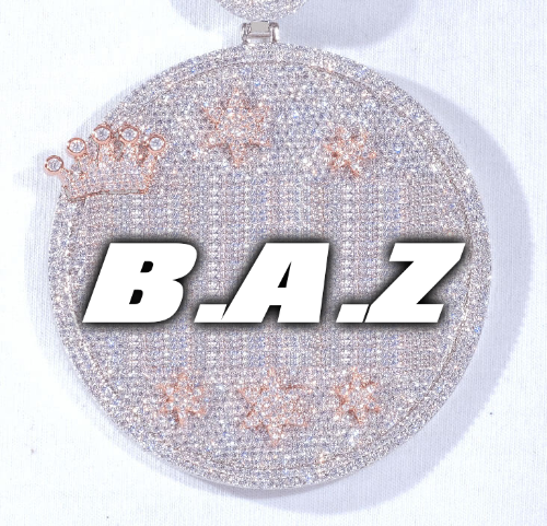 CUSTOM LETTER NECKLACE 3D BIG CROWN DISC