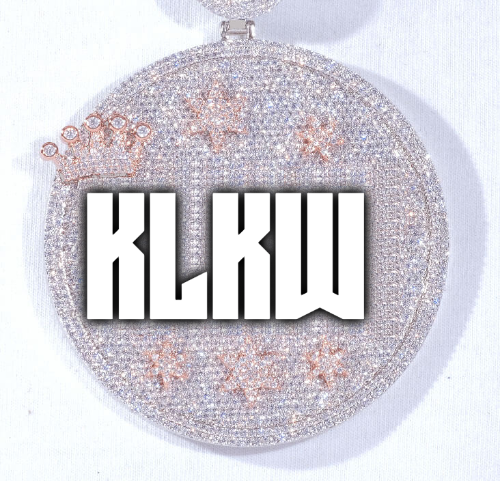 CUSTOM LETTER NECKLACE 3D BIG CROWN DISC