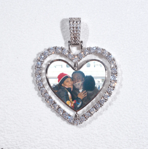 3D Spinning 2-Faced Heart Custom Picture Pendant