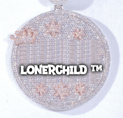 CUSTOM LETTER NECKLACE 3D BIG CROWN DISC