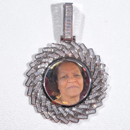 Large 3D Baguette Custom Picture Pendant