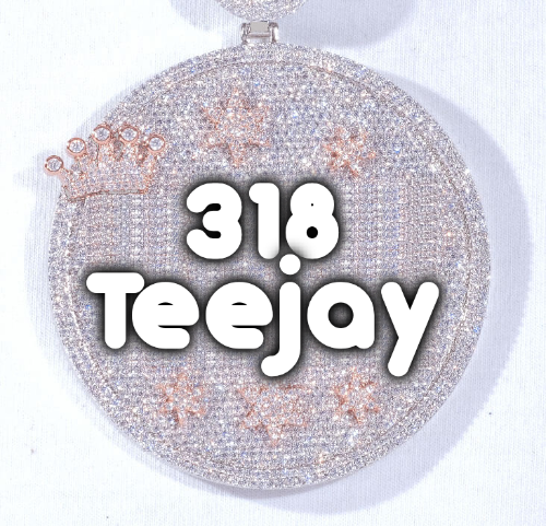CUSTOM LETTER NECKLACE 3D BIG CROWN DISC