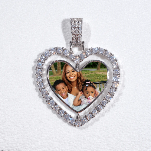 3D Spinning 2-Faced Heart Custom Picture Pendant