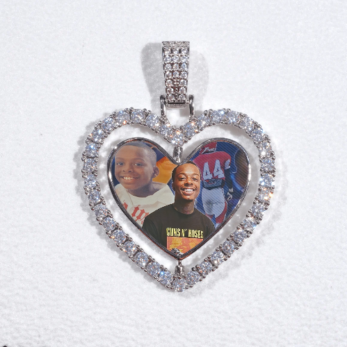 3D Spinning 2-Faced Heart Custom Picture Pendant