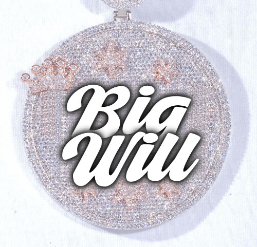CUSTOM LETTER NECKLACE 3D BIG CROWN DISC