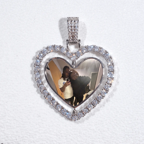 3D Spinning 2-Faced Heart Custom Picture Pendant