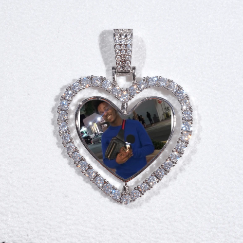 3D Spinning 2-Faced Heart Custom Picture Pendant